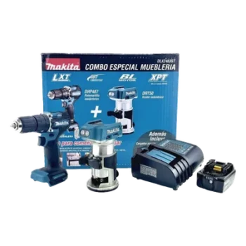 kit de Rotomartilló DHP487 +Fresadora Multifuncional DRT50, Incluye 1 Cargador Rápido DC18SD y 1 Batería li-Ion de 5.0 Ah Modelo BL1850B.