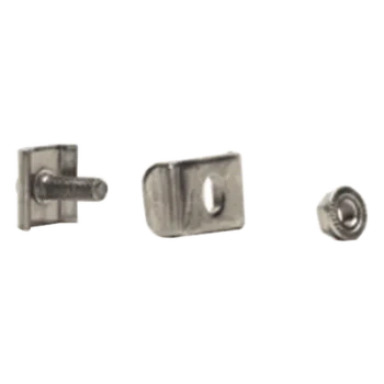 Kit 2 para unir tramos de charola, clema mediana, mas tornillo encastrado, con acabado Acero Inoxidable
