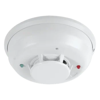 Detector de Humo Foto-Térmico Convencional / 2 Hilos No Polarizado / Relevador Auxiliar Forma C / Sensor Térmico Fijo 57.2 °C / LED Bicolor / Base Plug-In Incluida