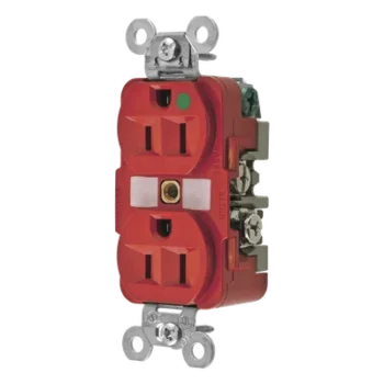 Contacto Dúplex 15 A, 125 V, 2 polos, 3 Hilos, Color Rojo (Nema 5-15R), Grado Hospital.