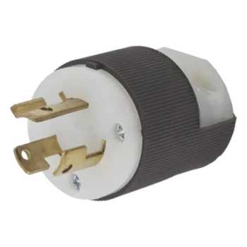 Clavija Industrial con Bloqueo de Media Vuelta / 15 A 250 V CA / 2 Polos 3 Hilos / Color Blanco y Negro / Nema L6-15P.