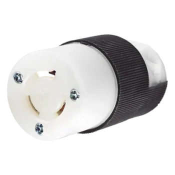 Conector Industrial con Bloqueo de Media Vuelta / 15 A 250 V CA / 2 Polos 3 Hilos / Nema L6-15R / Color Blanco y Negro.