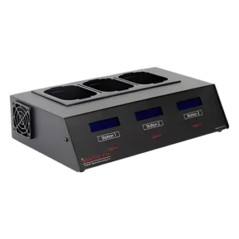 Analizador X3A para 3 estaciones, requiere adaptadores intercambiables por modelo de batería