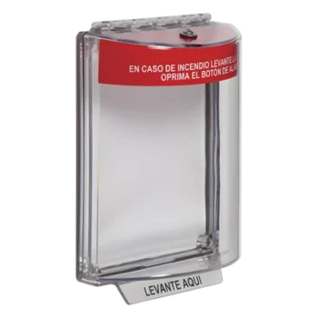 Cubierta Protectora de Policarbonato / Montaje Empotrado / Rango Térmico -40 a 121 °C / Diseño Compacto 103x151 mm / Texto de Incendio en Español
