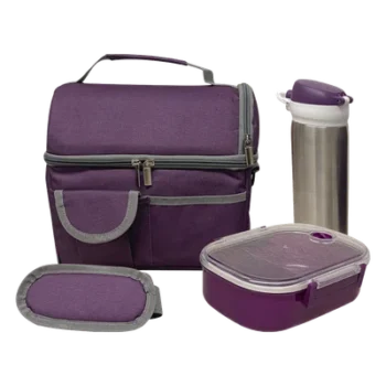 Set de loncheras térmicas / 9 pulgadas / 2 compartimientos / Cilindro acero inoxidable / Recipiente plástico / 23 x 25 x 19 cm (9.1 x 9.8 x 7.5 in)