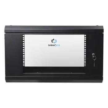 Gabinete de Pared 6U / 19in / 455 mm Profundidad / Cristal Templado / 80 kg Carga / 1.49 x 1.16 x 1.49 pies