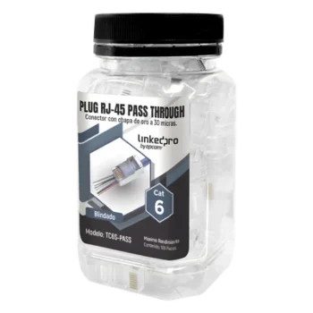 Plugs Pass Through / Cat6 Blindado / Chapado Oro 30μm / 100 Piezas / TIA-568B.2