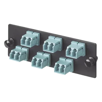 Placa Acopladora de Fibra Óptica / 12 Fibras OM3/OM4 / 6 Conectores LC Dúplex / Cerámica Zirconia / Color Aqua