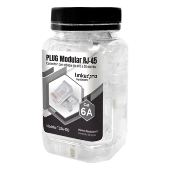 Plug RJ45 / Cat6A / 100 piezas / Chapado oro 30 micras / 10GBASE-T / TIA-568B.2