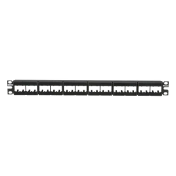 Panel de Parcheo Modular / 24 Puertos / 1UR / Plano / Sin Blindaje / Mini-Com / 19 Pulgadas