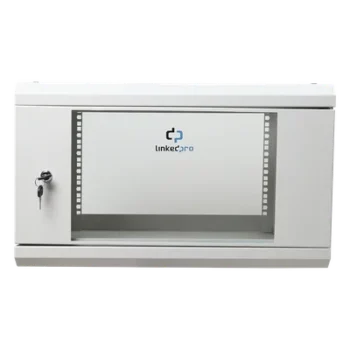 Gabinete de Pared 6U / 19" / Profundidad 455 mm (1.49 ft) / Cristal Templado / Carga 80 kg / Acero Reforzado
