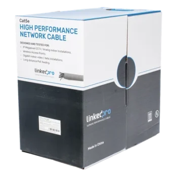 Bobina de Cable Cat5e / 305 m (1000 pies) / 24 AWG UTP / CCA / 100 MHz / Gris / Interior