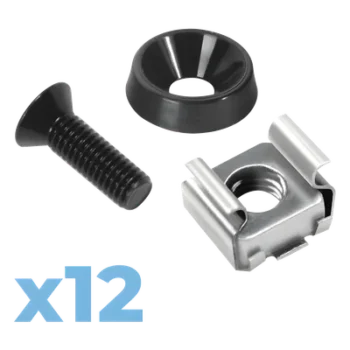 Juego de Tornillos para Rack / 12 Unidades / M5 / Acero Inoxidable / Tuercas Enjauladas