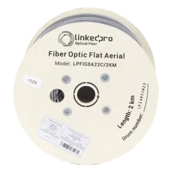 Cable Drop Aéreo / Fibra Óptica G.657A2 / Bifibra Plana / 2 km / 6561.68 pies / LS0H / 600N / -20°C a +60°C