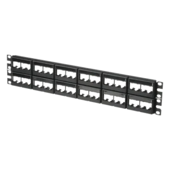 Panel de Parcheo Modular / 48 Puertos / 2 UR / Plano / Sin Blindaje / Mini-Com / Rack 19"