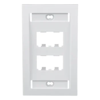 Placa de Pared Vertical / 4 Puertos Mini-Com / 69.8 x 114.3 mm / 2.75 x 4.5 in / Con Espacio para Etiquetas / Blanco