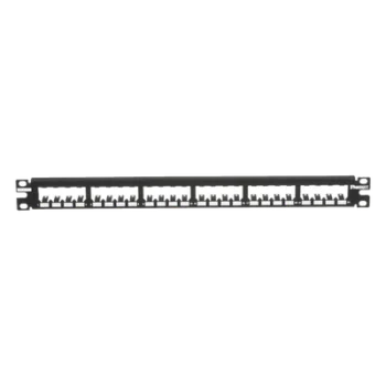 Panel de Parcheo Modular / 24 Puertos / 1UR / Plano / Totalmente Blindado / Acero Inoxidable / Rack 19"