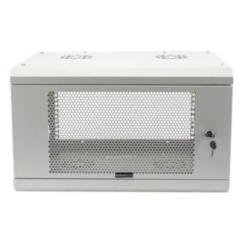 Gabinete de Pared / 6U / 19" / Profundidad 455 mm (1.49 ft) / Carga 80 kg / Acero Reforzado / Puerta Perforada / Color Blanco