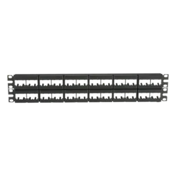Panel de Parcheo Modular / 48 Puertos / 2 UR / 19in / Plano / Sin Blindaje / Mini-Com