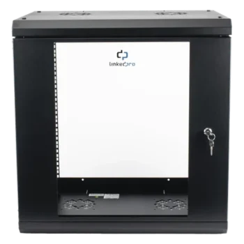Gabinete de Pared 12U / Profundidad 455 mm (18 in) / Cristal Templado / Acero Reforzado / Carga 80 kg