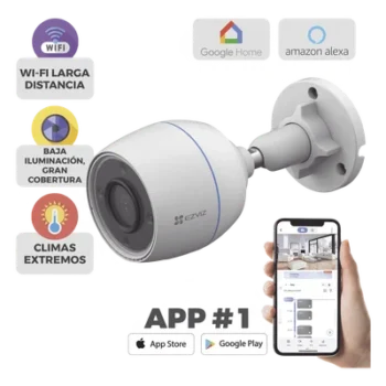 Cámara Bala IP / 2 Megapixel / Wi-Fi 2.4 GHz / Lente 4 mm 82° / IP67 / Micro SD 512 GB / Audio Integrado