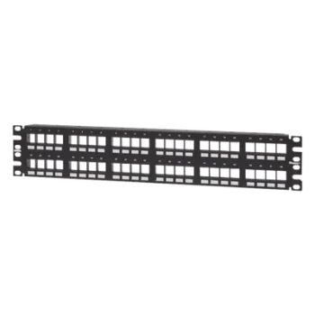 Panel de Parcheo Modular Keystone / 48 Puertos / 2UR / 19" / Numerado / Plano Negro