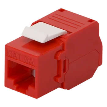 Módulo Jack Keystone / Cat6A / Toolless / Terminación 180° / Sin Blindaje / 1 Puerto / Color Rojo