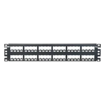 Panel de Parcheo Modular / 48 Puertos / 2UR / Plano / Totalmente Blindado / Acero Inoxidable / Rack 19"