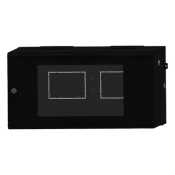 Gabinete Rackeable de Pared / 6U / 19 Pulgadas / Puerta de Cristal / Abatible 120° / Carga 80 kg / Ventilación 120 mm