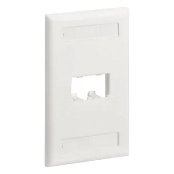 Placa de Pared Vertical / 2 Puertos Mini-Com / Diseño Inclinado / Con Espacios para Etiquetas / 2.75 x 4.5 pulgadas / Blanco