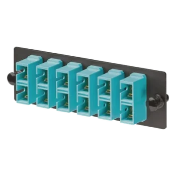 Placa Acopladora de Fibra Óptica / 6 Conectores SC Duplex (12 Fibras) / Multimodo OM3/OM4 / Color Aqua / Alta Densidad