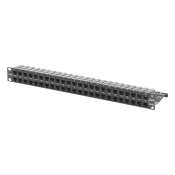 Patch Panel / 48 Puertos / Cat 6A Blindado / Plano / 1UR / Acero 18 Gauge