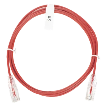 Cable de Parcheo Slim UTP Cat6 / 2 m (6.56 ft) / 28 AWG / RJ45 Chapado en Oro / Rojo