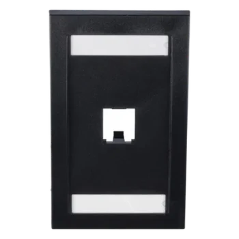 Placa de Pared Vertical / 1 Puerto Mini-Com / Espacio para Etiquetas / ABS Negro
