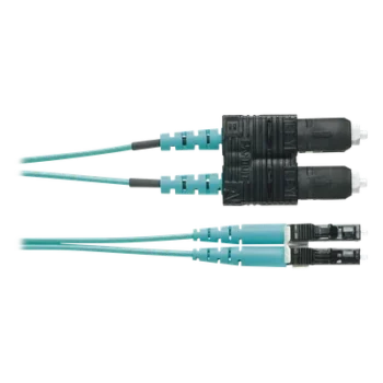 Jumper de Fibra Óptica / OM4 50/125 / LC-SC Duplex / OFNR Riser / Aqua / 1 Metro (3.28 Pies)