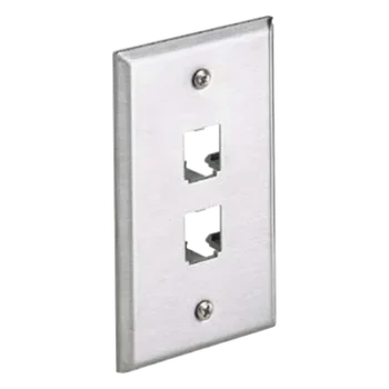 Placa de Pared Vertical / Acero Inoxidable Grado 304 / 2 Puertos Mini-Com / 2.75 x 4.5 pulgadas