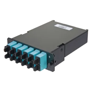 Placa Acopladora de Fibra Óptica FAP / 12 Fibras Multimodo OM3/OM4 / 6 Conectores SC Duplex / 12 Pigtails de 1 m (3.28 ft) / Color Aqua