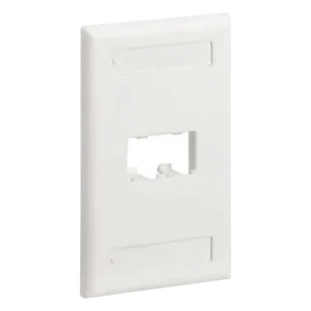 Placa de Pared Vertical / 2 Puertos Mini-Com / Diseño Plano / Espacios para Etiquetas / 2.75 x 4.5 pulgadas / Blanco Mate