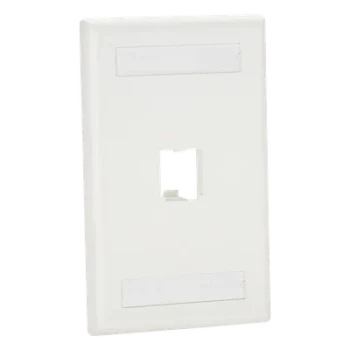 Placa de Pared Vertical / 1 Puerto Mini-Com / Etiquetas Personalizables / Blanco Mate / 2.75 x 4.5 pulgadas
