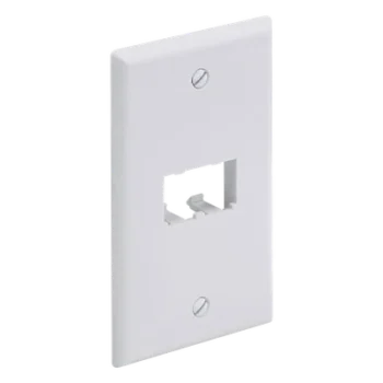 Placa de Pared Vertical / 2 Puertos Mini-Com / 69.8 x 114.3 mm / 2.75 x 4.5 pulgadas / ABS / Blanco
