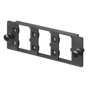 Placa Modular / 6 Puertos Mini-Com / Fibra Óptica, Cobre, Audio y Video / 109.2 mm (4.3') Ancho / Negro