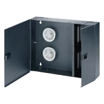 Caja de Conexión de Fibra Óptica / Montaje en Pared / 96 Fibras / 4 Placas Acopladoras / Color Negro