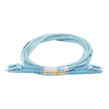 Jumper de Fibra Óptica / Multimodo OM3 50/125 / LC-LC Dúplex / OFNR Riser / 2.0 mm / 20 m (65.62 ft) / Aqua
