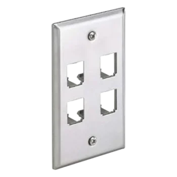 Placa de Pared Vertical / Acero Inoxidable Grado 304 / 4 Puertos Mini-Com / 2.74 x 4.5 pulgadas