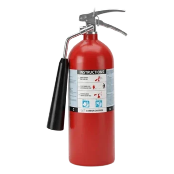 Extintor de CO₂ / Clasificación UL 2-B:C a 10-B:C / Capacidades 5 lb a 20 lb (2.27 kg a 9.07 kg) / Válvula de Cierre Integral / Bocina / Certificación Canadá / Uso en Baja Temperatura -22 °F (-30 °C) / 6.56 pies de alcance