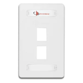 Placa de Pared Modular / 2 Salidas / Formato Single Gang / Resistente UV / Alto Impacto / Blanco