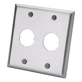 Placa de Pared Doble Industrial / 2 Puertos / Acero Inoxidable / 4.59x4.5x0.16 in / Montaje Vertical
