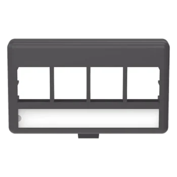 Placa de Mobiliario Modular / 4 Puertos Keystone / Salida Plana / 2.9" x 1.77" (73.66 x 44.95 mm) / Color Negro