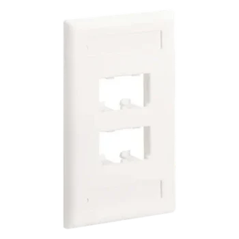 Placa de Pared Vertical / 4 Puertos Mini-Com / Diseño Plano o Inclinado / 2.75 x 4.5 in / ABS / Blanco Mate