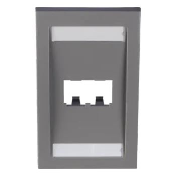 Placa de Pared Vertical / 2 Puertos Mini-Com / Espacios para Etiquetas / 2.75 x 4.5 in / Gris